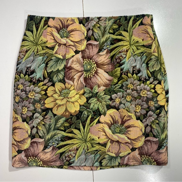 Top Shop Jacquard multi-colored Grannie Chic Floral Tapestry Weave Mini Skirt 8 - Picture 5 of 14